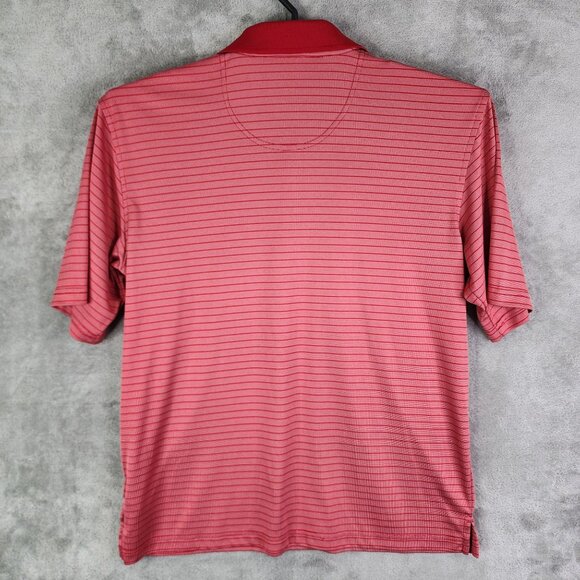 Men's Pebble Beach Red Striped Polo Shirt Short Sleeve Size L - Picture 6 of 9
